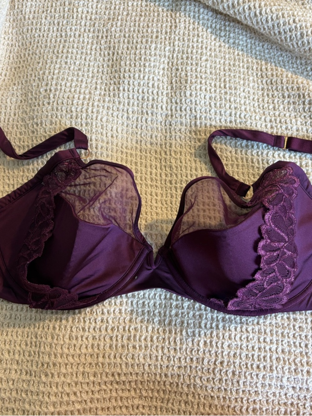 Savage X Fenty Plum Lace & Mesh Underwire Bra
